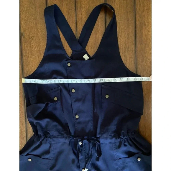 Elevenses Anthropologie Utility Racerback Shorts Romper Navy Blue Size Small - Picture 10 of 13